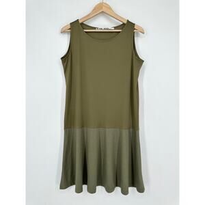 NIKO AND… Sleeveless Tank Dress Knee Length Mixed Fabric Jersey Sheath Green